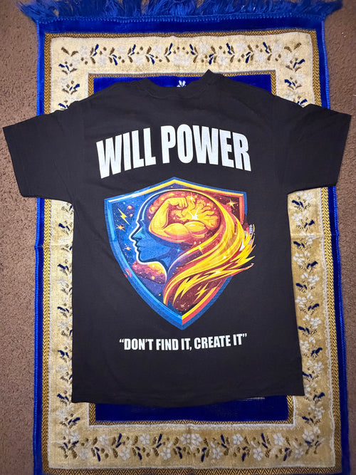 Black Mental Will Power Tshirt Heavyweight