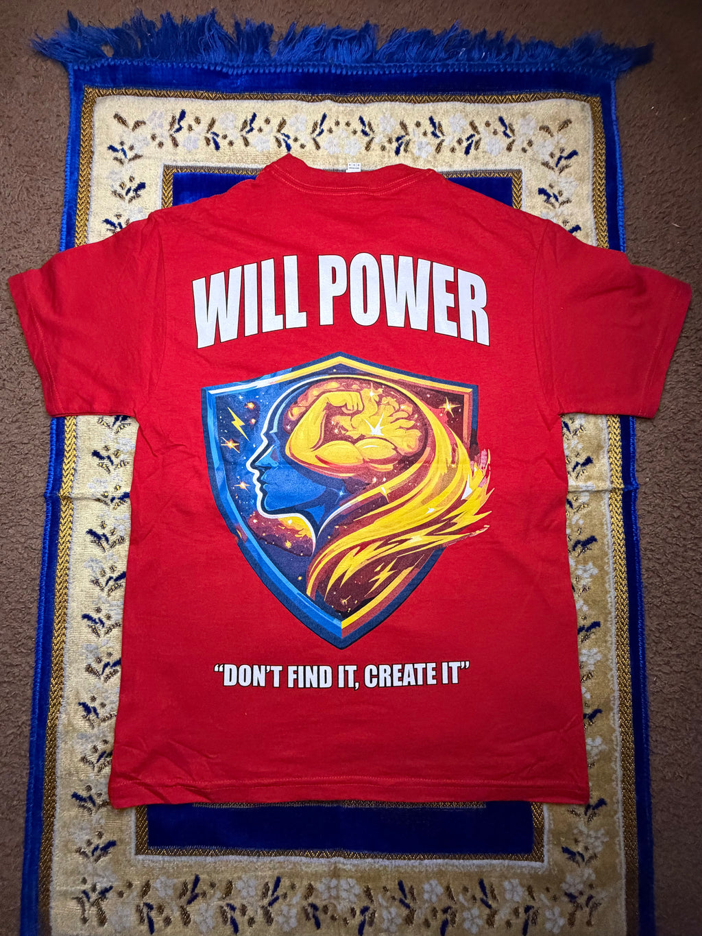 Red Mental Will Power Tshirt HeavyWeight