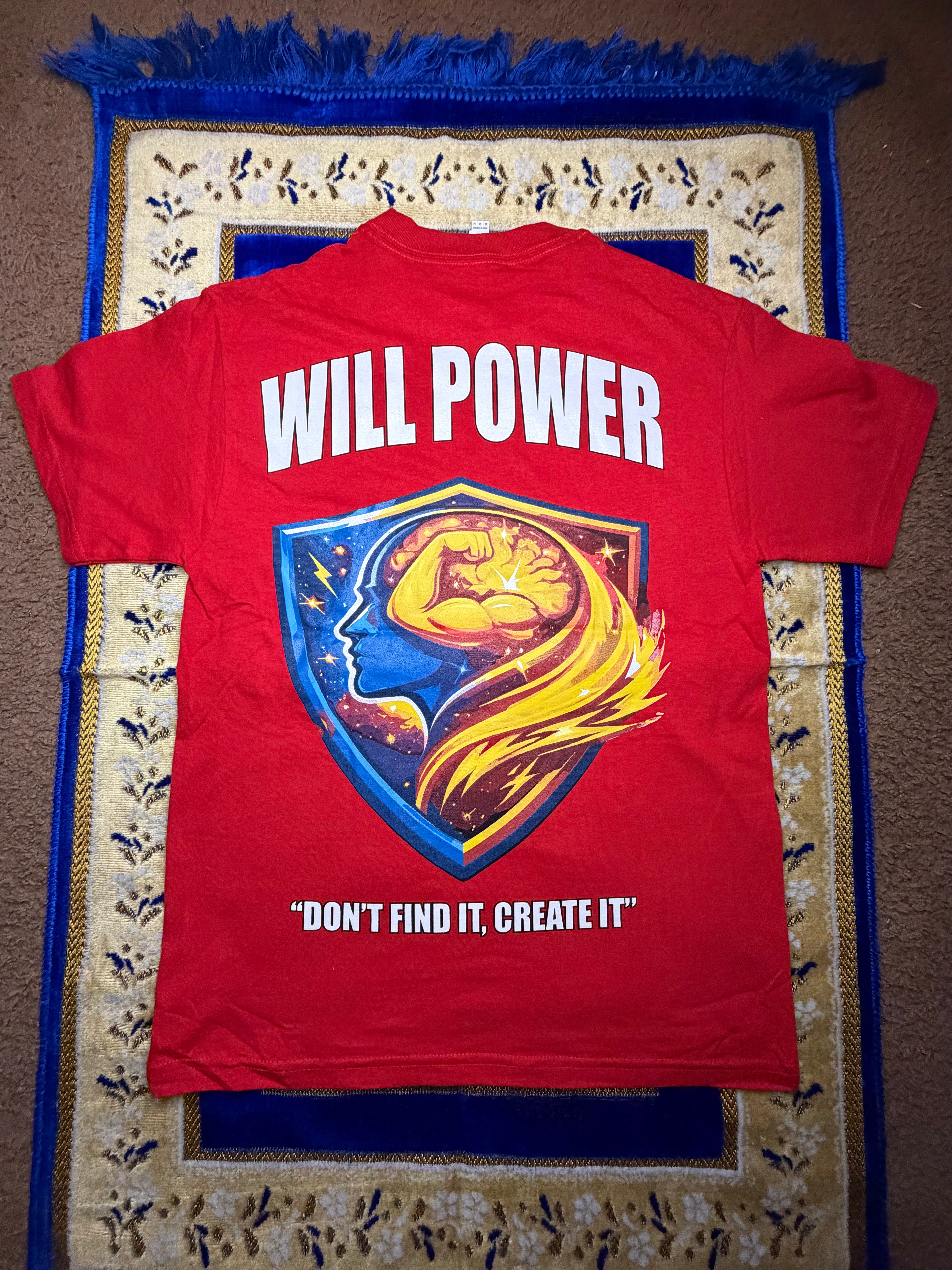 Red Mental Will Power Tshirt HeavyWeight